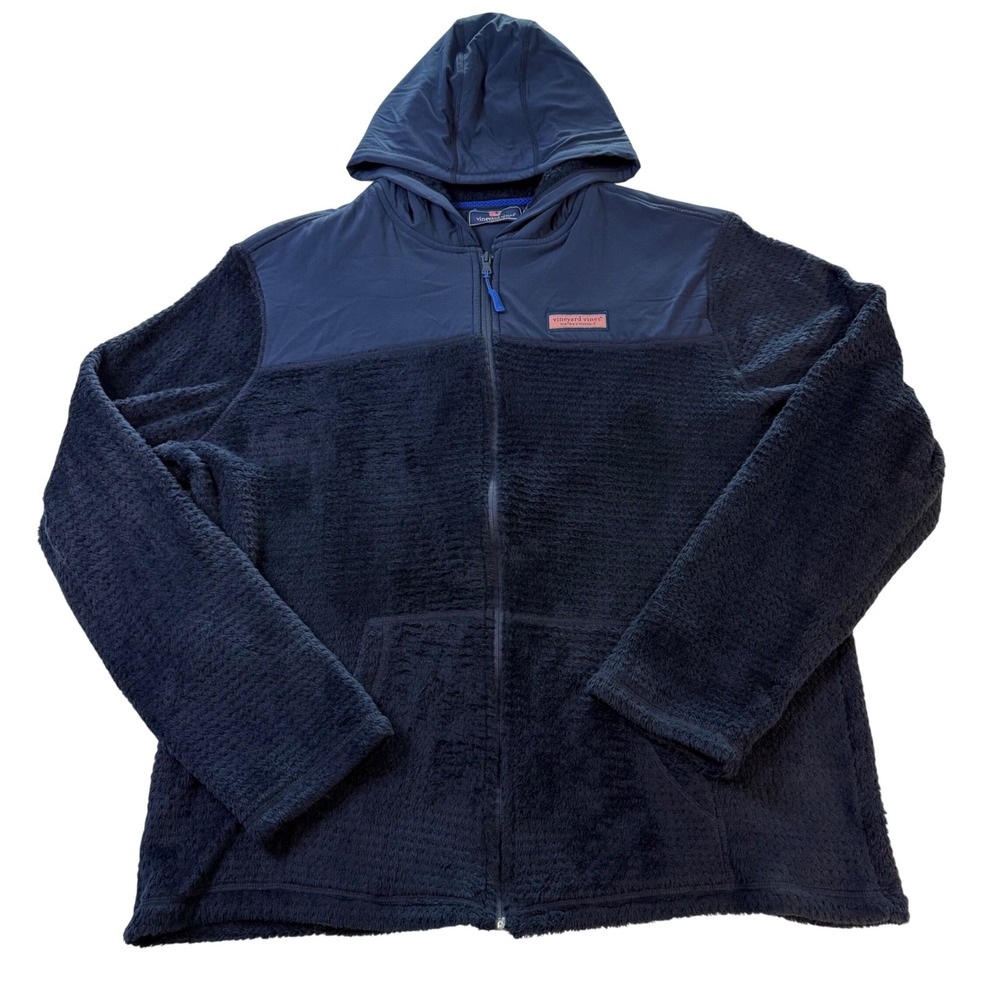 Vineyard Vines Men's Fleece Lined Hooded Jacket Navy Blue Size XL